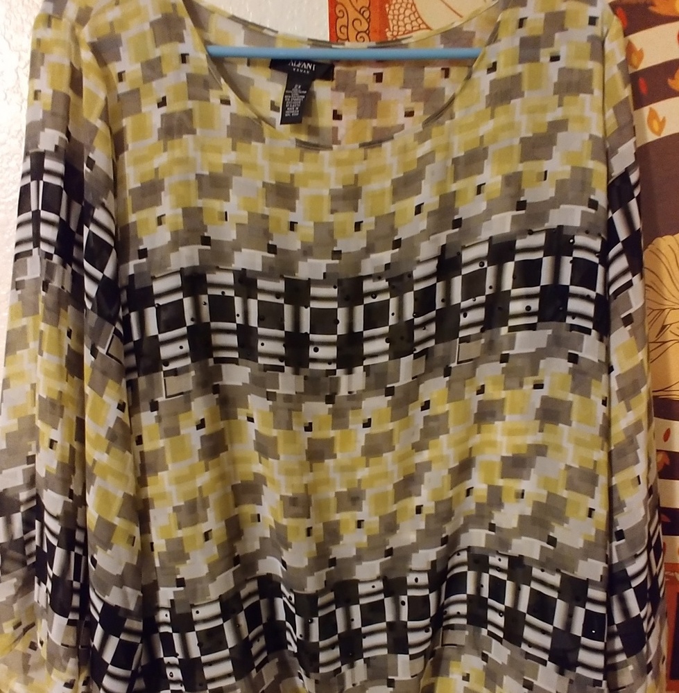 Black and green blouse